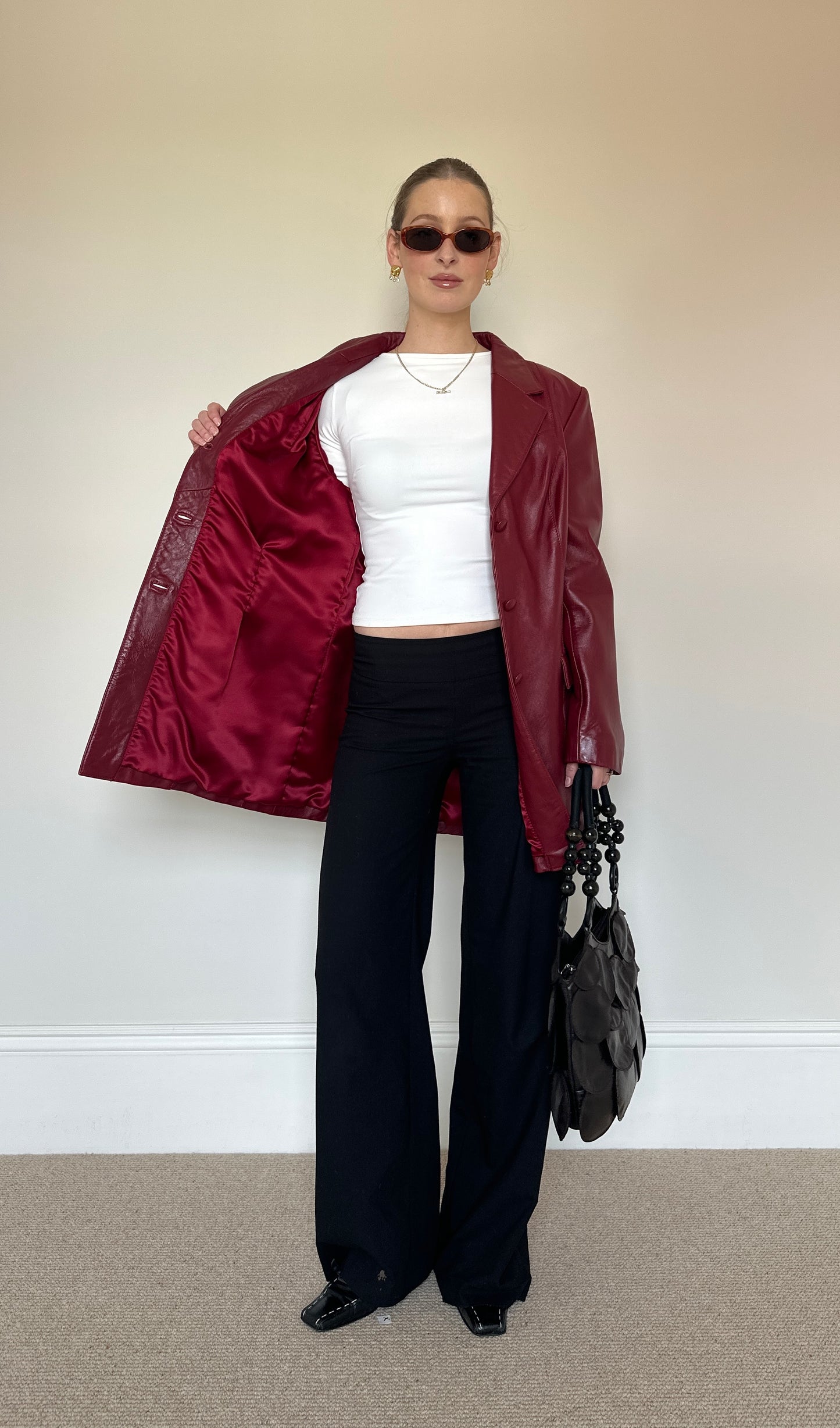 Vintage burgundy leather blazer