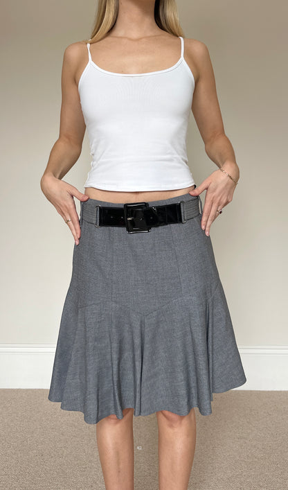 Vintage belted midi skirt