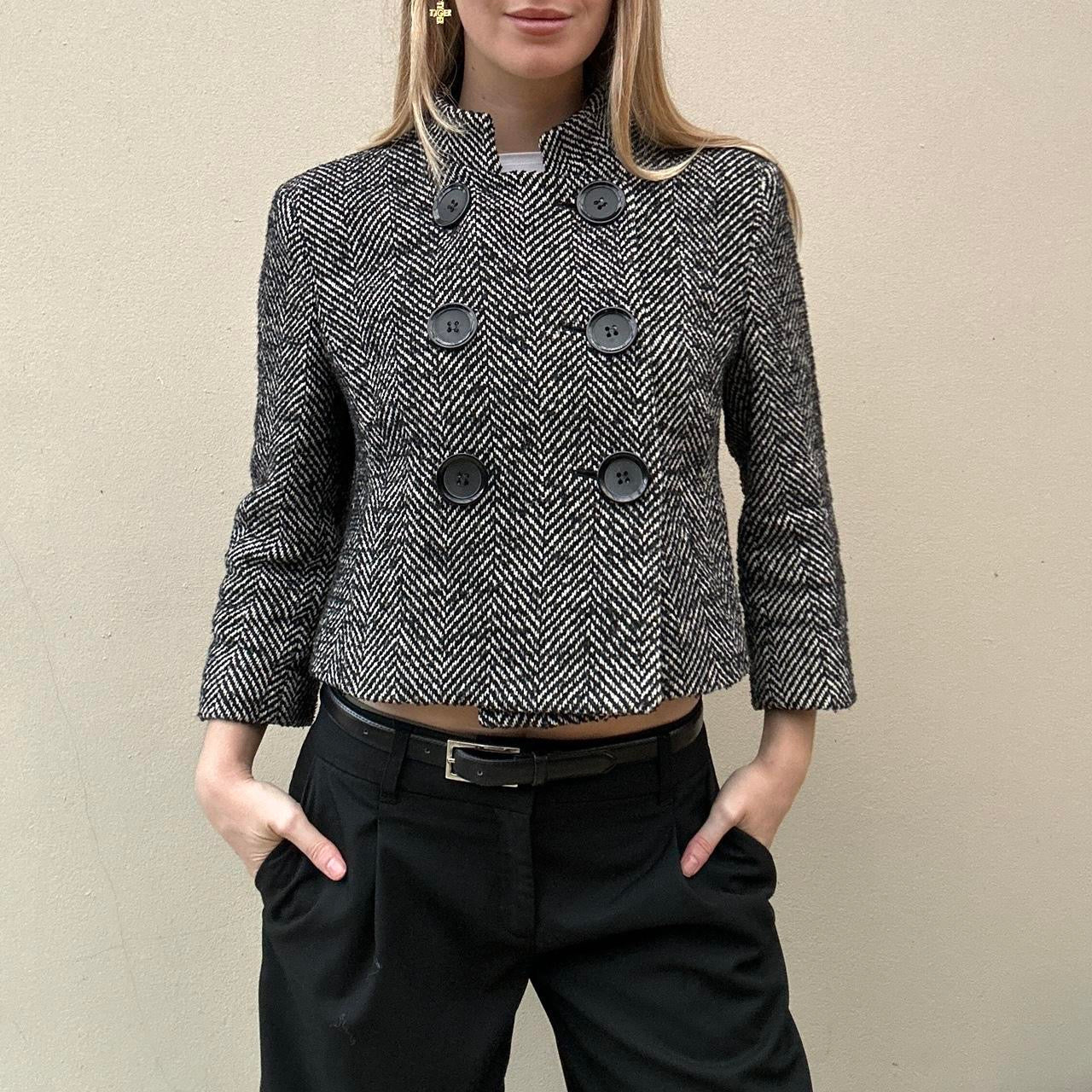Vintage herringbone pea coat