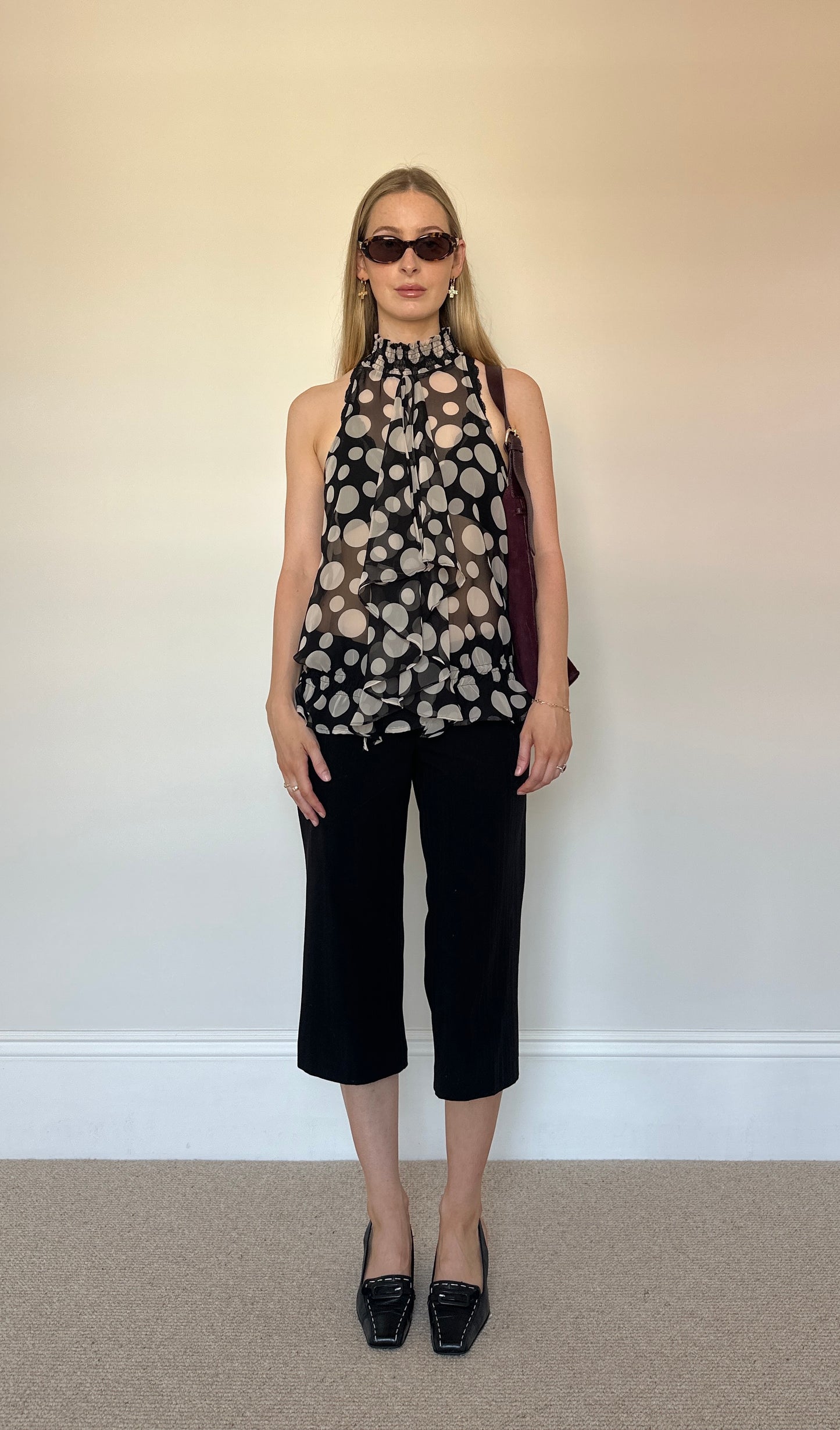 sheer polka dot halter top