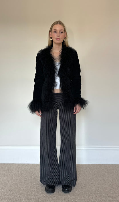 Vintage suede & mongolian afghan jacket