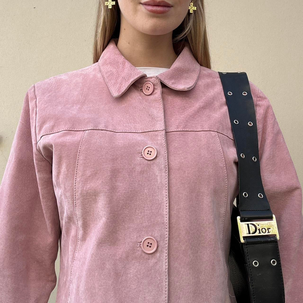 Vintage 00s pink suede jacket
