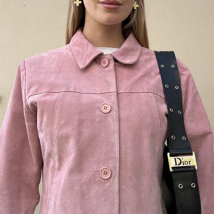 Vintage 00s pink suede jacket