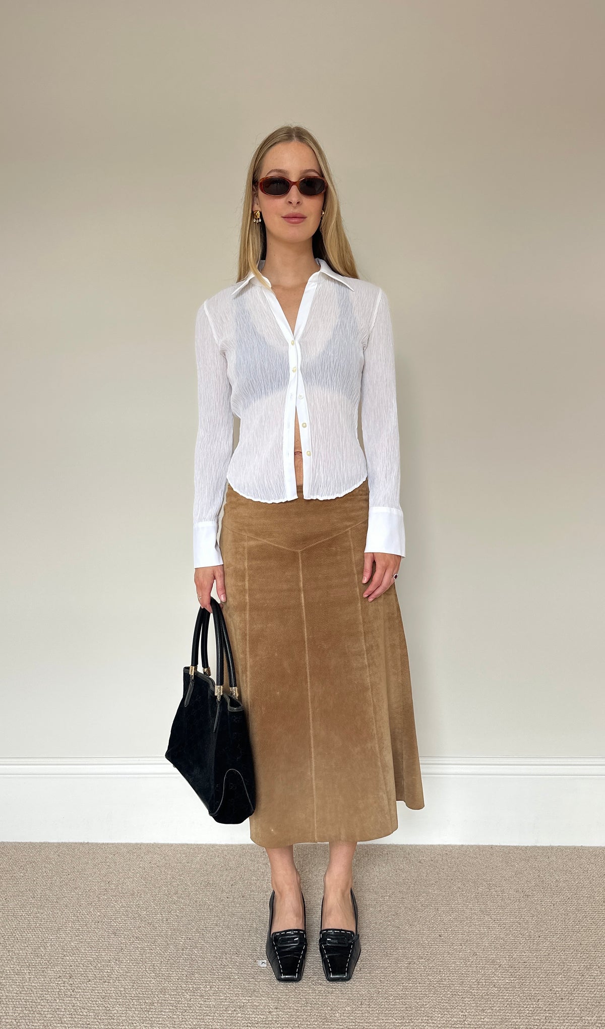 Vintage real suede skirt