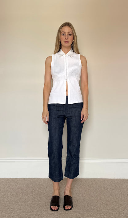 Vintage white zip top