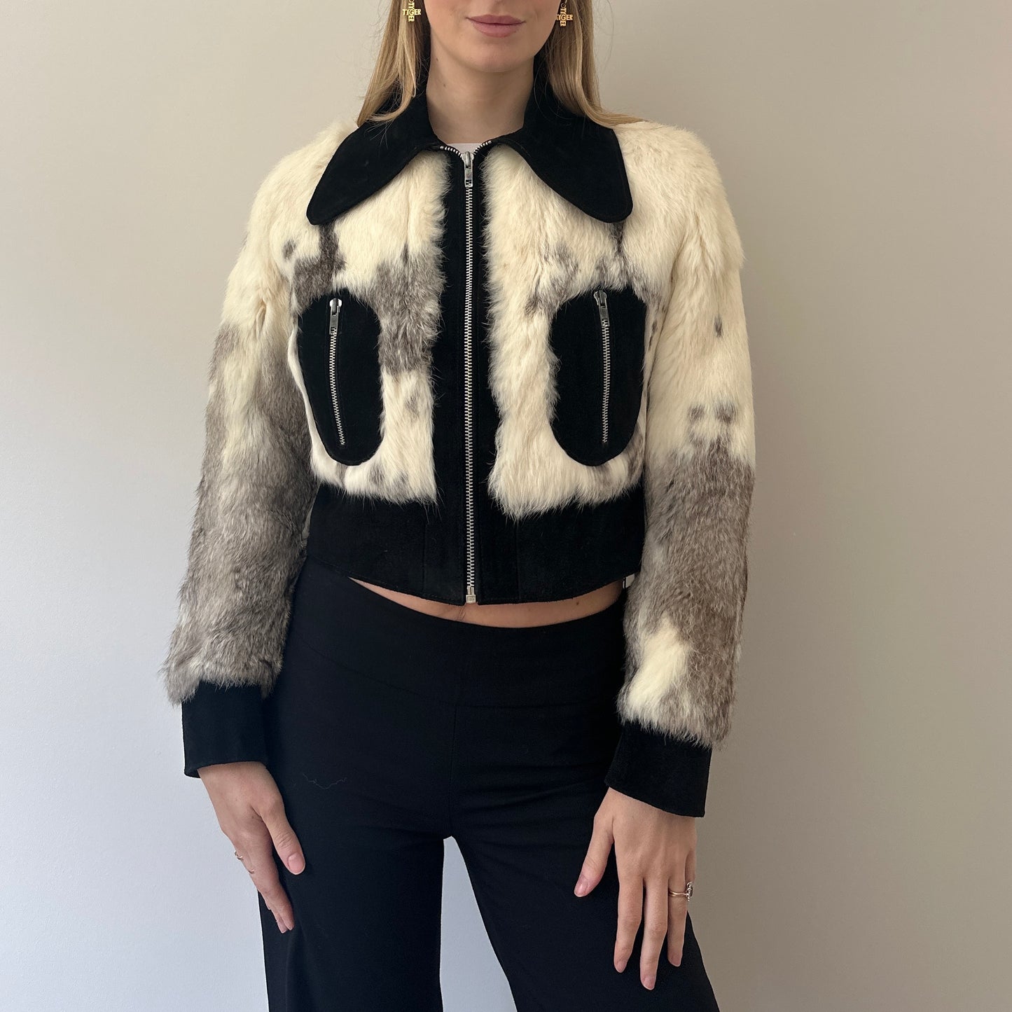 Vintage Fur & suede bomber jacket