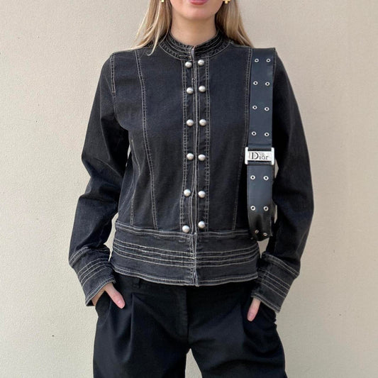 Vintage denim military jacket