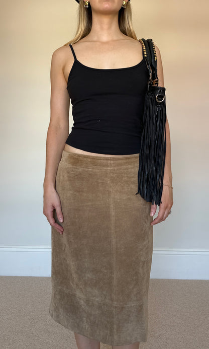 Vintage real suede midi skirt