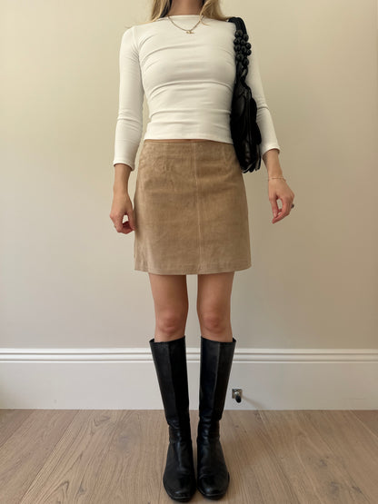 Vintage camel suede mini skirt