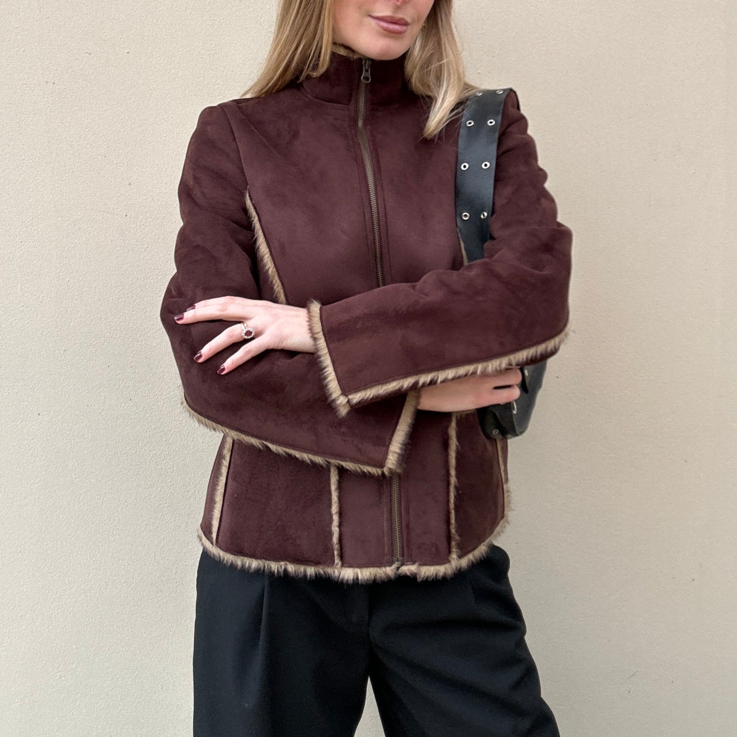 Faux suede brown jacket