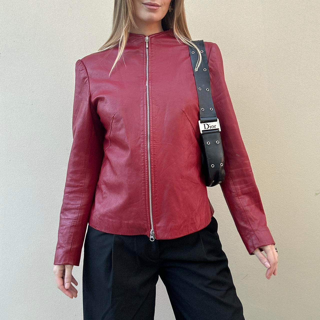 Vintage 00s red leather jacket