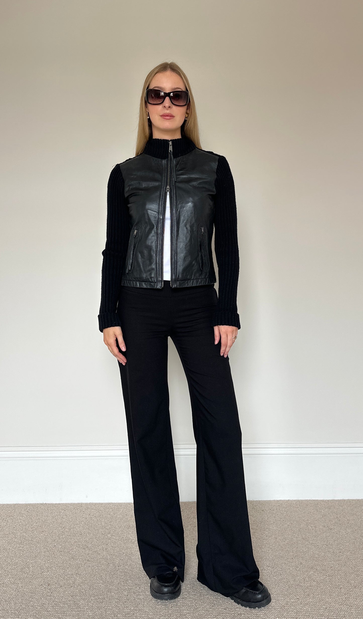 Vintage Leather & Knit Jumper Jacket