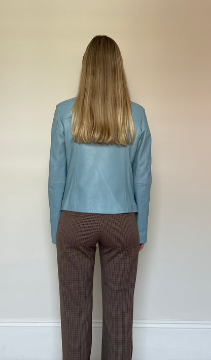 Vintage sky blue leather jacket