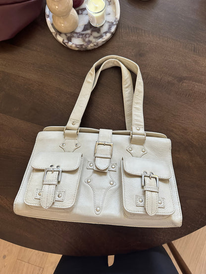 Vintage cream leather handbag