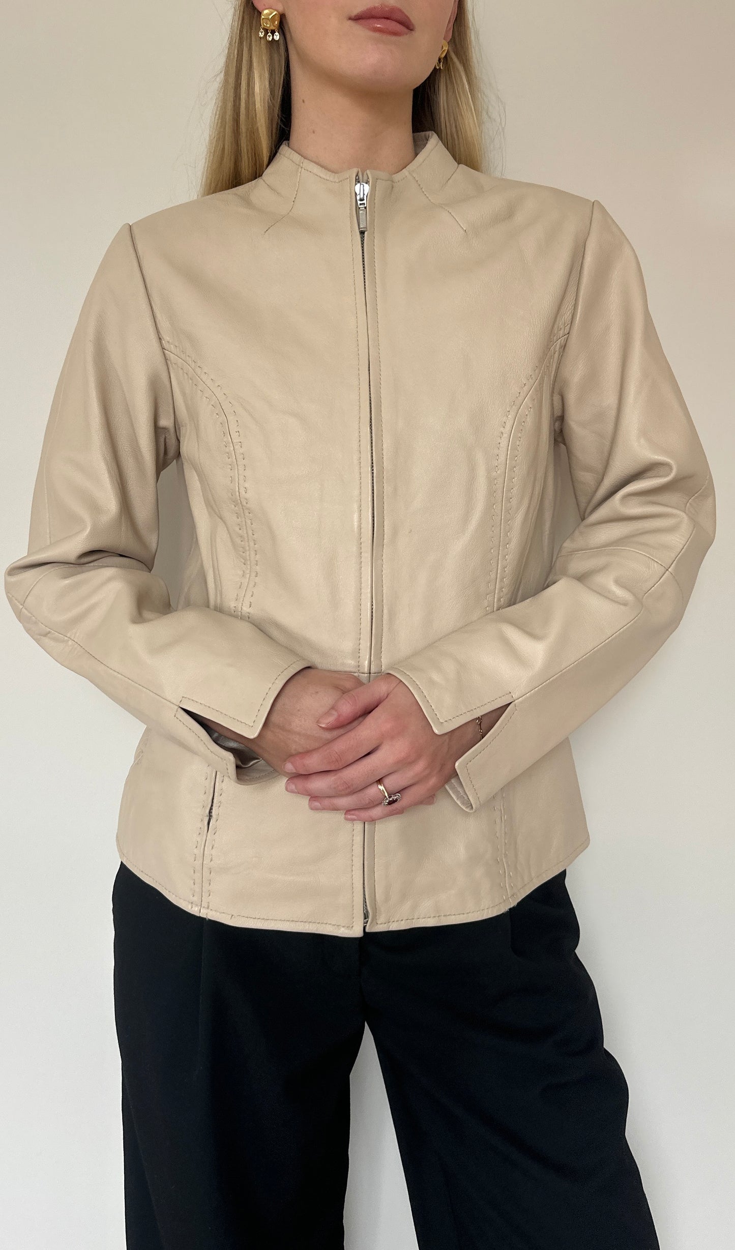Vintage cream leather jacket