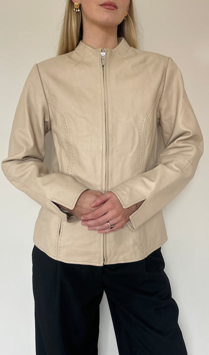 Vintage cream leather jacket