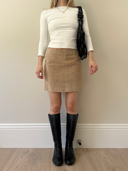 Vintage camel suede mini skirt