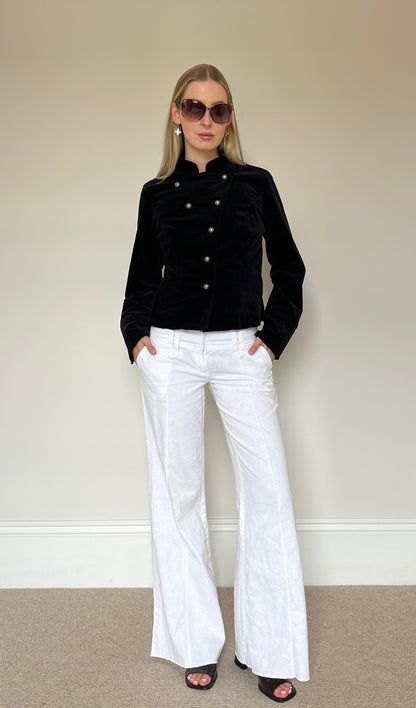 Vintage black velvet military jacket