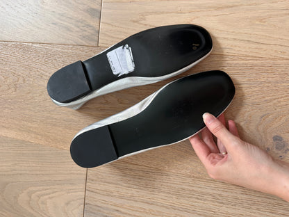 SALE silver leather ballet flats