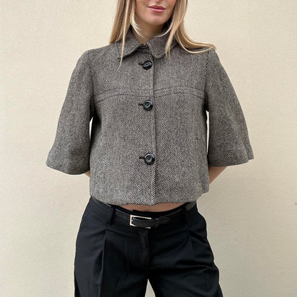 Vintage 00s herringbone pea coat