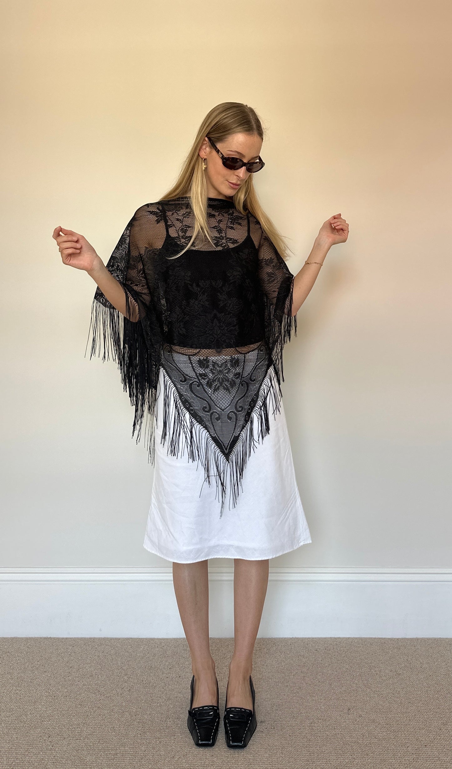 Black crochet Tassle poncho