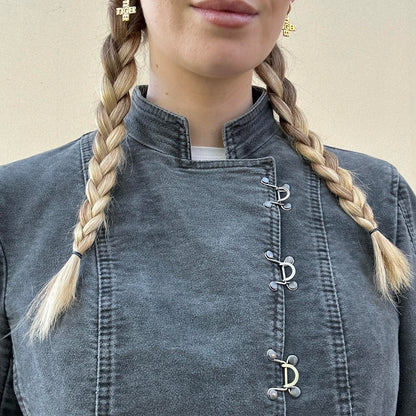 Vintage denim asymmetric jacket