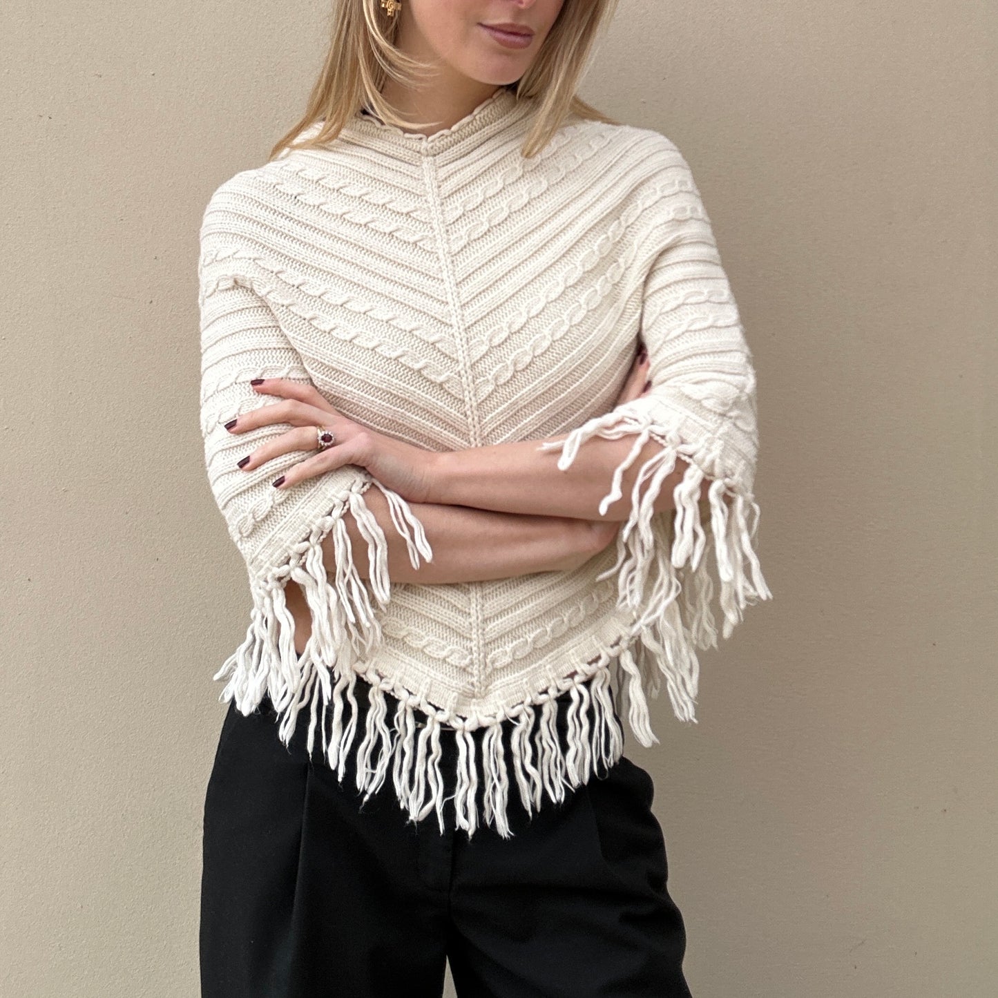 Vintage cream poncho