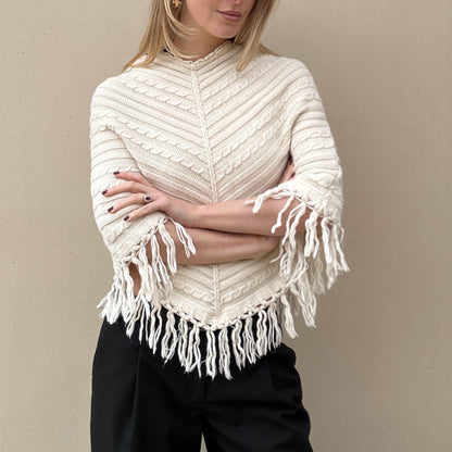 Vintage cream poncho