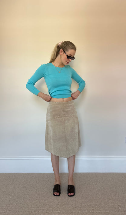 Vintage camel real suede skirt