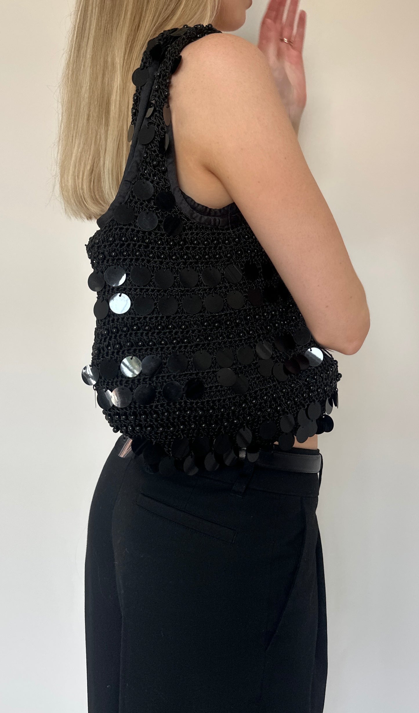 Vintage crochet sequin bag