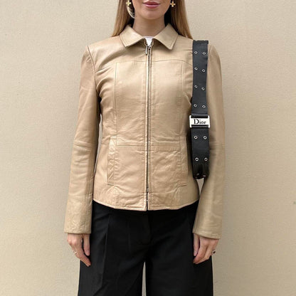 Vintage 00s cream leather jacket