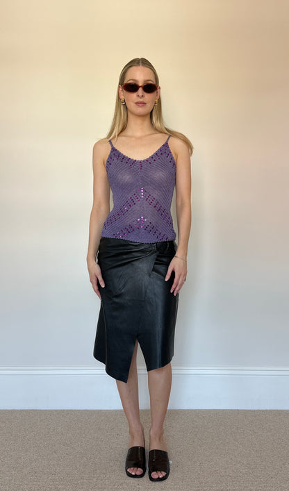 Vintage purple crochet sequin top