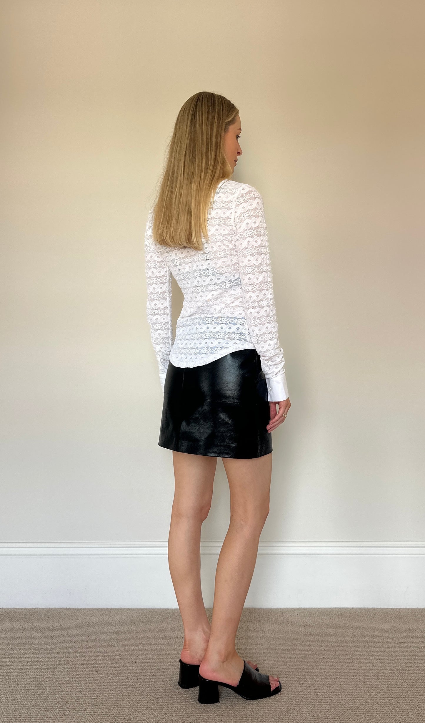 Vintage genuine leather mini skirt
