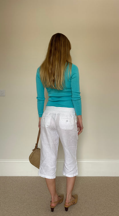 Vintage White linen Capri trousers
