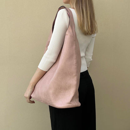 Dusty Pink faux leather slouch bag