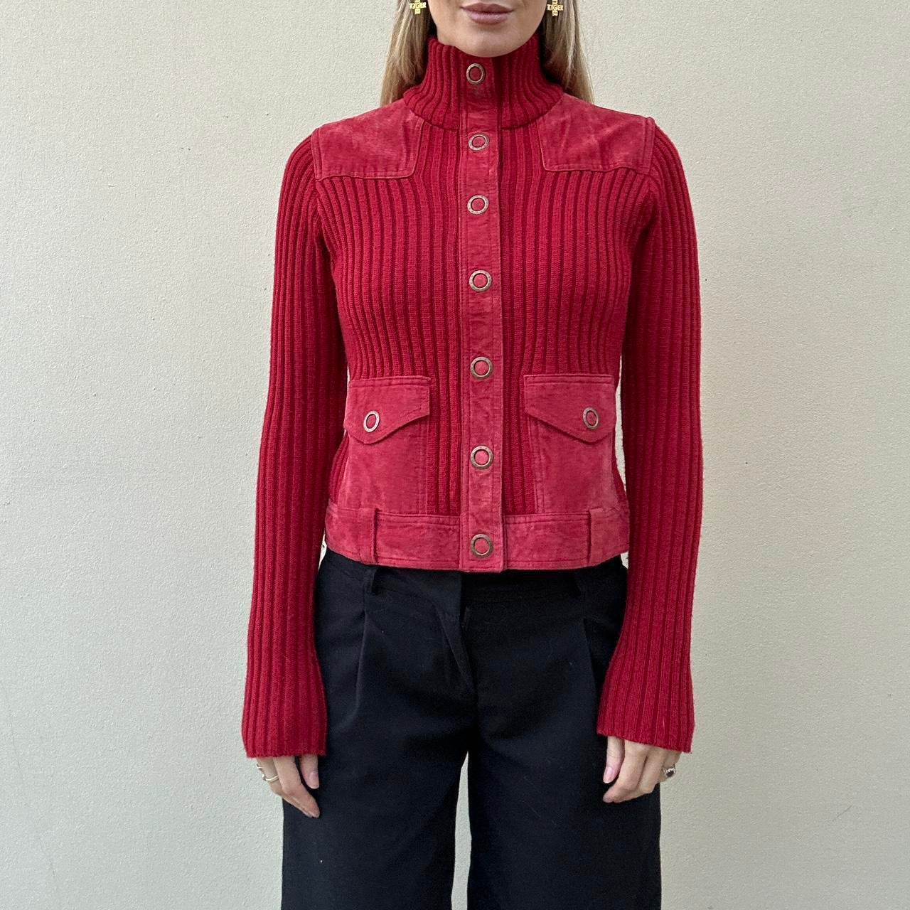 Vintage 00s red suede jumper jacket