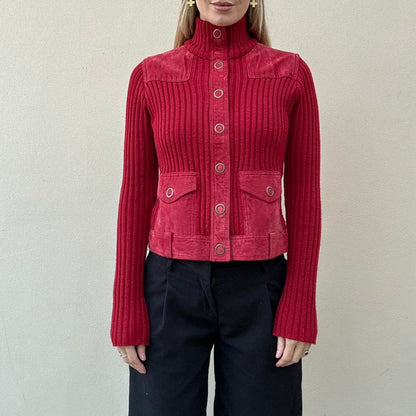 Vintage 00s red suede jumper jacket