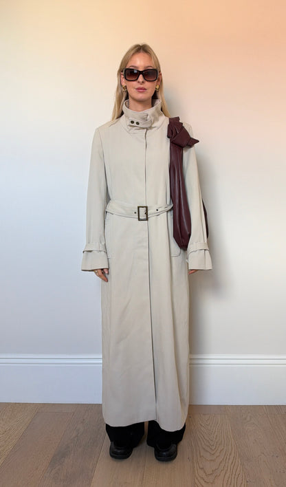 Vintage Cream Full length Trench Coat