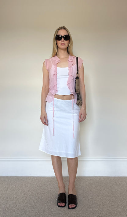 Vintage pink frill top