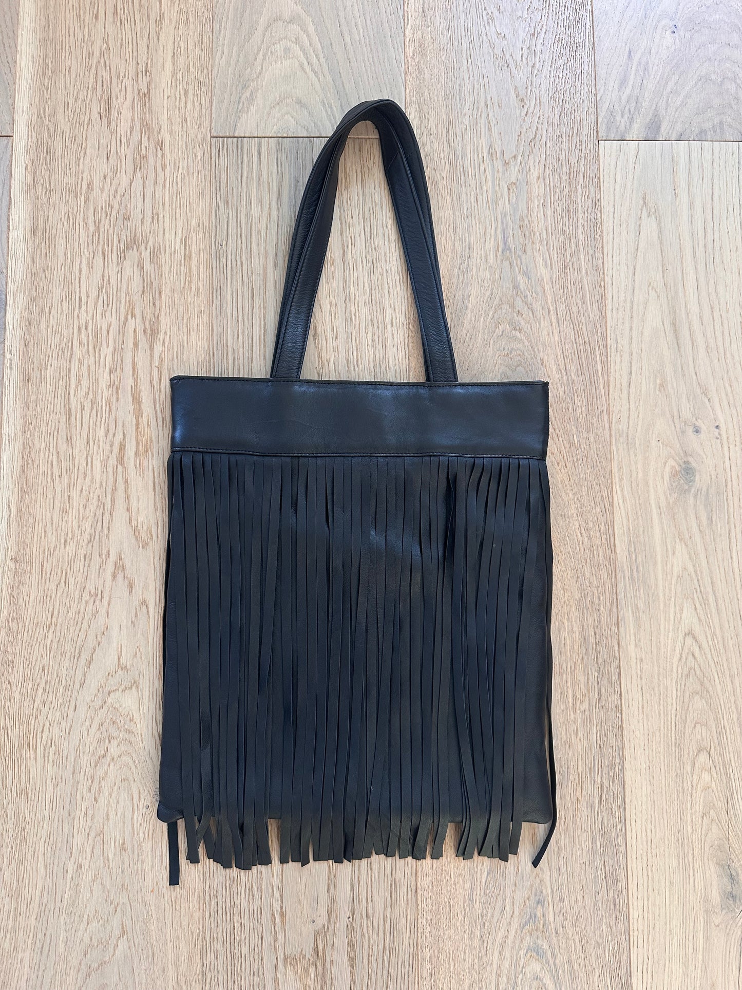 Vintage leather tassle bag