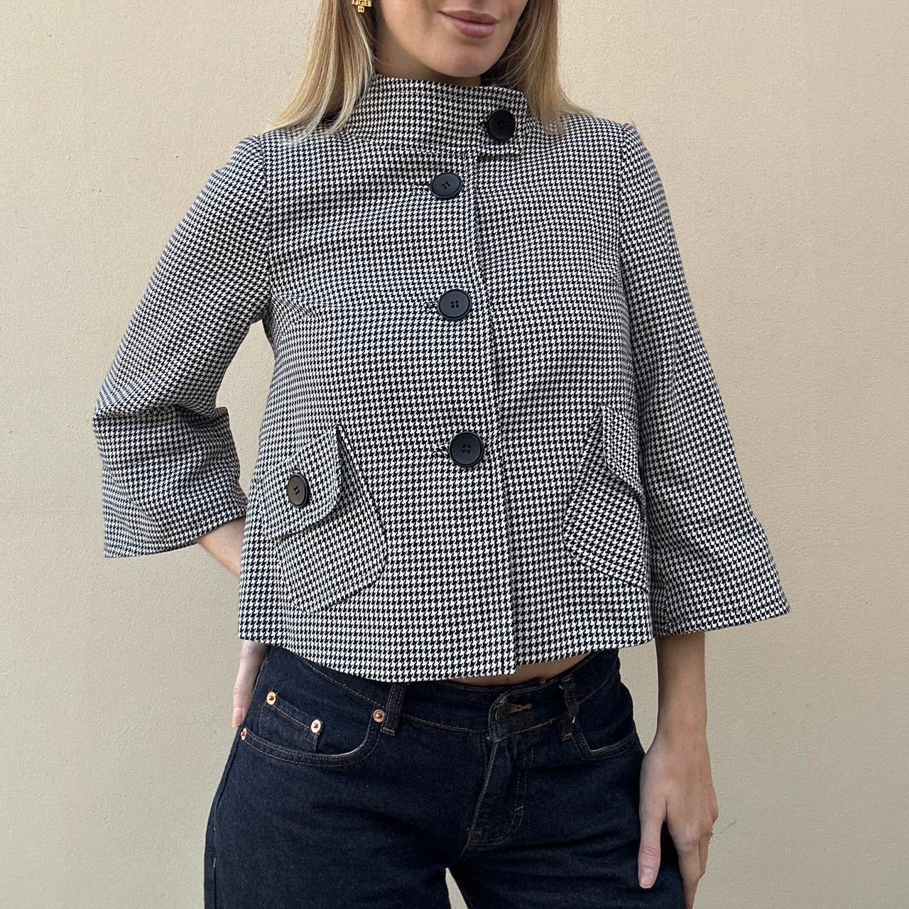 Vintage 00s houndstooth pea coat