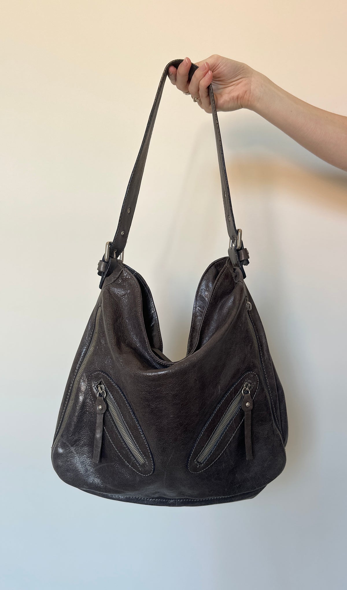 Vintage Grey Leather Bag