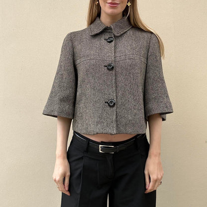 Vintage 00s herringbone pea coat