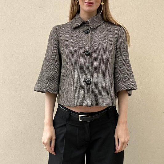 Vintage 00s herringbone pea coat