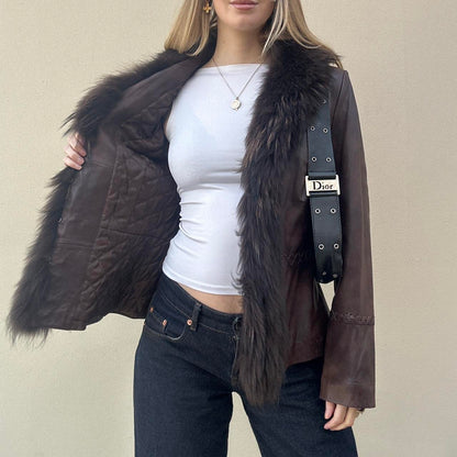 Vintage 90s brown fur jacket