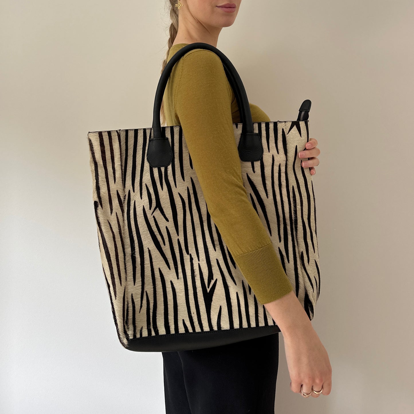 Vintage zebra pony skin bag