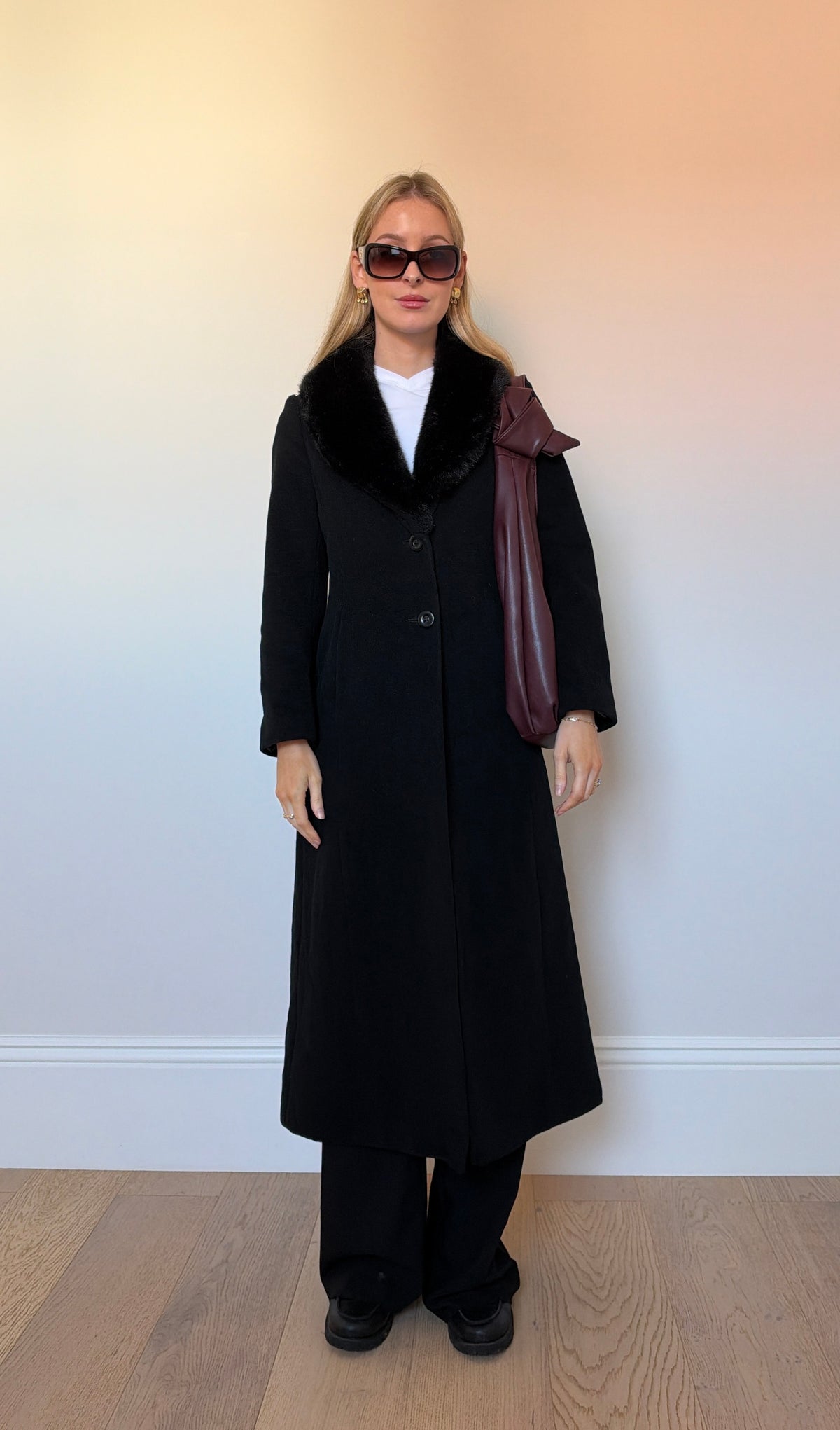 Vintage Wool & Cashmere fur collar jacket