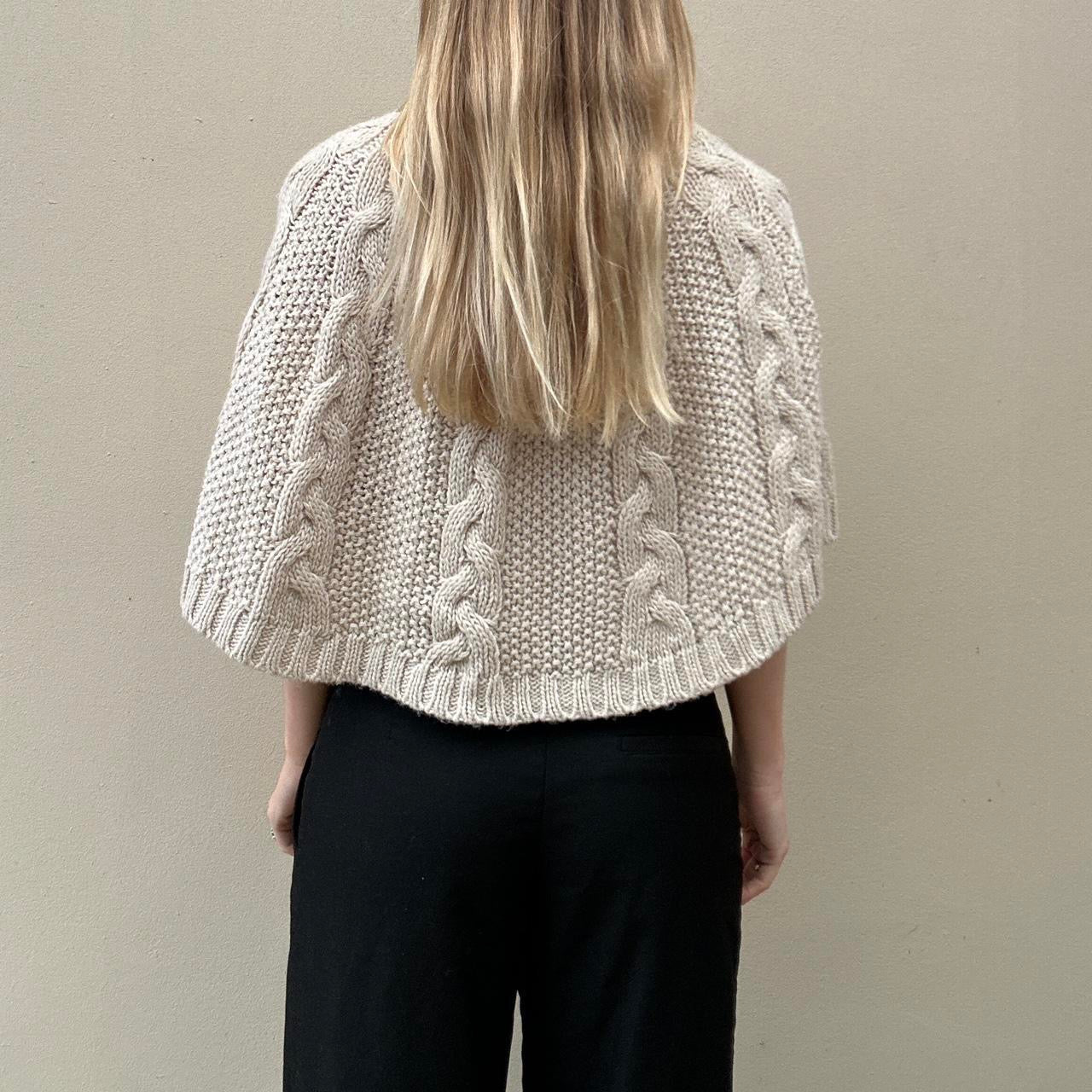 Vintage Cream cable knit poncho