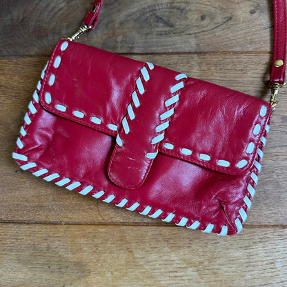 Vintage red & white mini bag