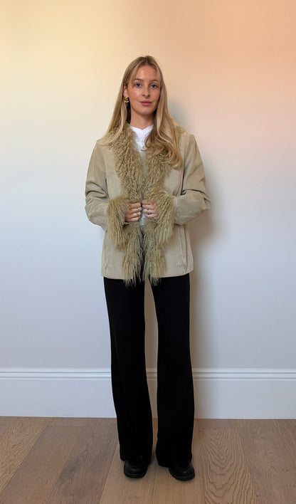 Vintage camel mongolian fur jacket